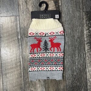 Cream & Gray Reindeer Knit Dog Sweater